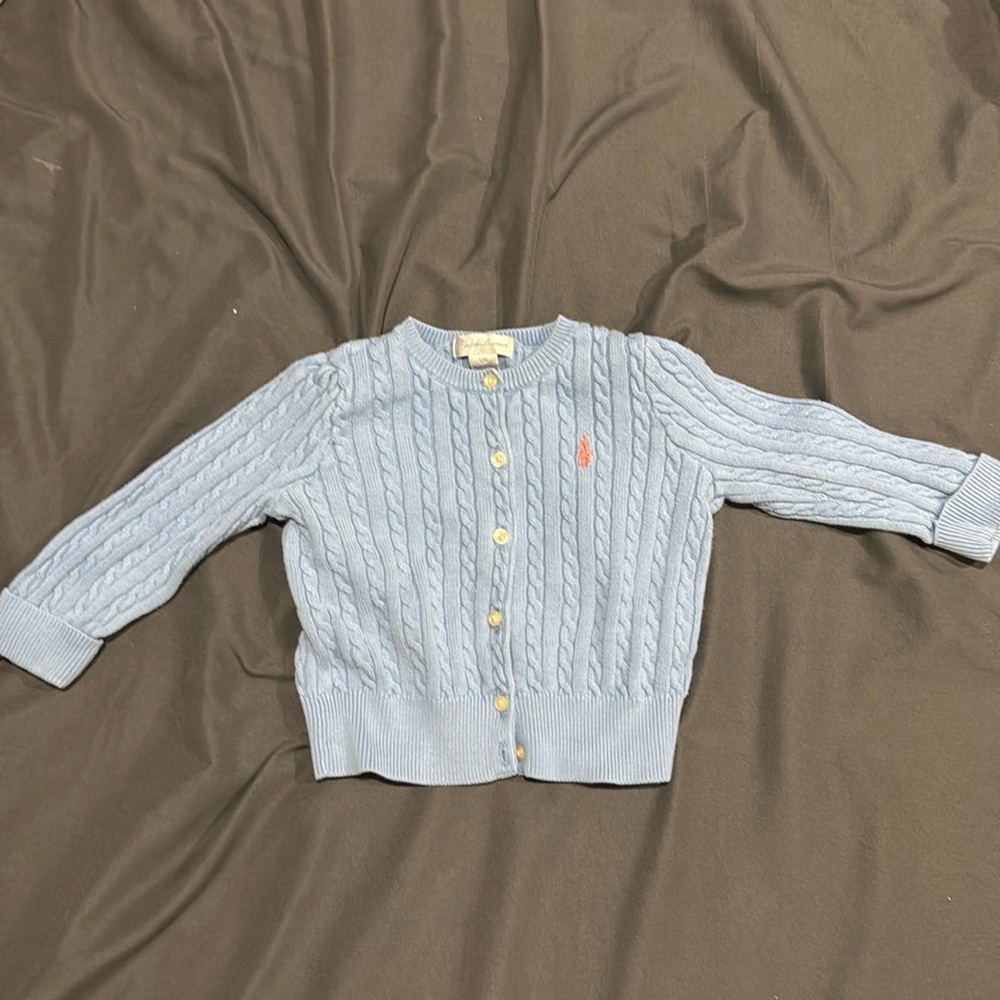 ralph lauren toddler girl cardigan in baby blue
